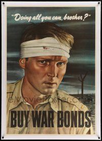 7y088 DOING ALL YOU CAN BROTHER linen 29x41 WWII war poster '43 Sloan art of wounded soldier!
