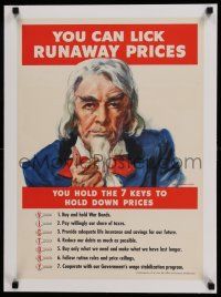 7y101 YOU CAN LICK RUNAWAY PRICES linen 16x23 WWII war poster '43 great James Montgomery Flagg art!