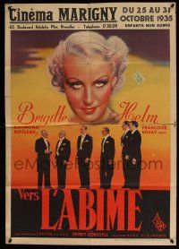 7z155 VERS L'ABIME pre-war Belgian '34 wonderful artwork of Brigitte Helm looming over suitors!