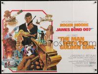 7z177 MAN WITH THE GOLDEN GUN British quad '74 art of Roger Moore as James Bond by Robert McGinnis!