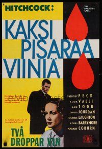 7z148 PARADINE CASE Finnish R62 Alfred Hitchcock, different image of Gregory Peck & Alida Valli!