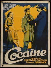 7z165 COCAINE: THE THRILL THAT KILLS French 23x32 '51 art by Duccio Marvasi, Italian anti-drugs!