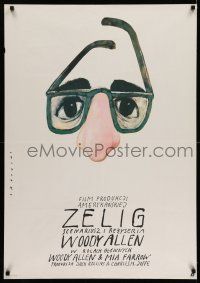 7z323 ZELIG Polish 27x38 '85 wacky Woody Allen mockumentary, best art by Wiktor Sadowski!
