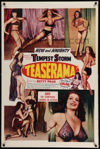 7z119 TEASERAMA 1sh '55 sexy Bettie Page, the nation's top pin-up queen, naughty Tempest Storm!
