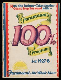 8a115 PARAMOUNT 1927-28 campaign book '26 wonderful full-color ads for upcoming movies and shorts!