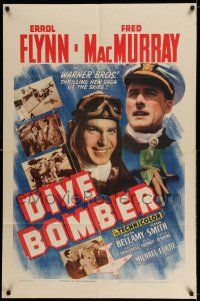 8a182 DIVE BOMBER 1sh '41 Michael Curtiz directed, aviators Errol Flynn & Fred MacMurray!