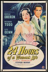 8a162 AFFAIR IN MONTE CARLO English 1sh '53 art of Merle Oberon & Todd, 24 Hours of a Woman's Life