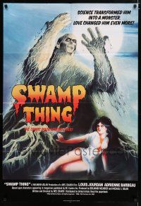 8a231 SWAMP THING English 1sh '82 Wes Craven, cool different art of monster & Adrienne Barbeau!