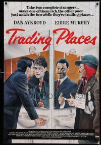 8a234 TRADING PLACES English 1sh '83 great different Purkis art of Eddie Murphy & Dan Aykroyd!
