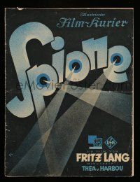 8a148 SPIES German program '28 Fritz Lang's classic spy movie based on Thea von Harbou's novel!