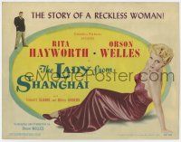8a043 LADY FROM SHANGHAI TC '47 Orson Welles, full-length c/u of sexy blonde Rita Hayworth, noir!