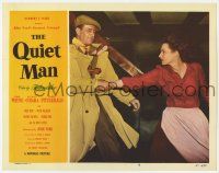 8a085 QUIET MAN LC #3 '51 best c/u of John Wayne grabbing Maureen O'Hara from one-sheet, John Ford