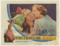 8a100 UNTAMED LC '29 great c/u of sexy Joan Crawford nuzzling disinterested Robert Montgomery!