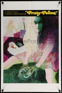 8a218 PRETTY POISON teaser 1sh '68 wild different art of Anthony Perkins & Tuesday Weld!