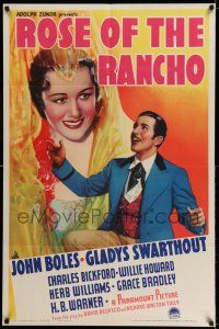 8a221 ROSE OF THE RANCHO 1sh '36 Boles, Gladys Swarthout is a new star in the western heavens!