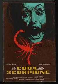 8a123 CASE OF THE SCORPION'S TAIL 9x13 Italian concept art '71 art of terrified girl & scorpion!