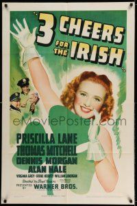 8a233 THREE CHEERS FOR THE IRISH 1sh '40 Thomas Mitchell, pretty Priscilla Lane & clover!