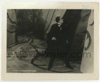 8a157 CABINET OF DR CALIGARI 8.25x10 still '21 Friedrich Feher on the surreal hand-painted set!