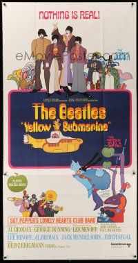 8b011 YELLOW SUBMARINE 3sh '68 cool psychedelic art of Beatles John, Paul, Ringo & George!