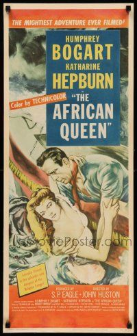 8b151 AFRICAN QUEEN insert '52 wonderful artwork of Humphrey Bogart & Katharine Hepburn!