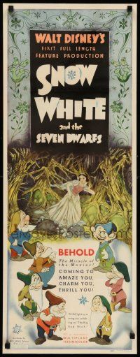 8b182 SNOW WHITE & THE SEVEN DWARFS insert '37 Disney's first cartoon feature, great Tenggren art!