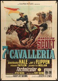 8b040 7th CAVALRY Italian 1p '56 Alfredo Capitani art of Randolph Scott at Little Big Horn!