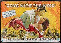 8c122 GONE WITH THE WIND British quad R70s Clark Gable, Vivien Leigh, Leslie Howard, colorful