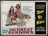8c123 GREAT GUNDOWN/TRIP TO KILL British quad '70s English double-bill, great art!