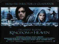 8c128 KINGDOM OF HEAVEN advance DS British quad '05 great close image of Orlando Bloom in action!