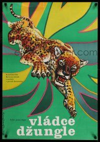 8c032 JUNGLE CAT Czech 23x33 '79 Disney, great artwork of jaguar by Manika!