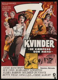 8c143 7 WOMEN Danish '67 directed by John Ford, Anne Bancroft, Sue Lyon, art of top stars by Wenzel!