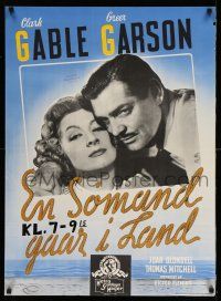 8c144 ADVENTURE Danish '48 close up of Clark Gable with pretty Greer Garson!