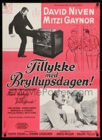 8c185 HAPPY ANNIVERSARY Danish '60 David Niven & Mitzi Gaynor, Wenzel art and design!