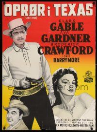 8c195 LONE STAR Danish '53 different artwork of Clark Gable with gun!