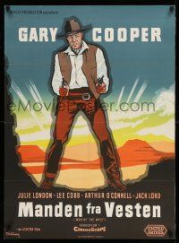 8c198 MAN OF THE WEST Danish '60 Anthony Mann, cowboy Gary Cooper is the man of fast draw!