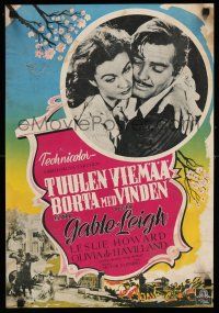 8c095 GONE WITH THE WIND Finnish '50 best romantic c/u of Clark Gable & Vivien Leigh!