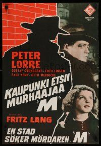 8c101 M Finnish '60 Fritz Lang classic, creepy Peter Lorre & young Elsie Beckmann!