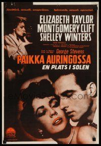 8c104 PLACE IN THE SUN Finnish '51 Montgomery Clift, sexy Elizabeth Taylor, Shelley Winters!