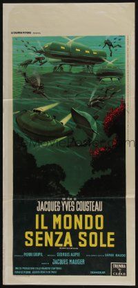 8c513 WORLD WITHOUT SUN Italian locandina '64 Le Monde sans Soleil, Jacques Cousteau, scuba art