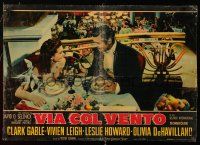 8c426 GONE WITH THE WIND linen Italian photobusta R60s Clark Gable, Vivien Leigh, all-time classic!