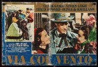 8c427 GONE WITH THE WIND linen Italian photobusta R70s Vivien Leigh, Leslie Howard, de Havilland!