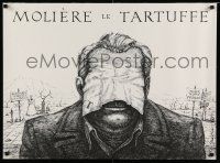 8c216 MOLIERE LE TARTUFFE stage play Polish 23x31 '80s art of man with handkerchief on face!