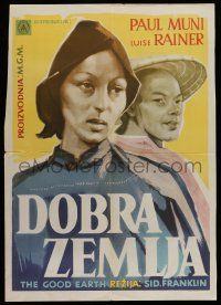 8c569 GOOD EARTH Yugoslavian 20x28 '37 Asian Paul Muni & Luise Rainer, from Pearl S. Buck novel!