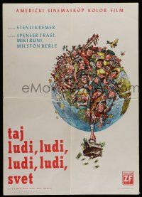8c579 IT'S A MAD, MAD, MAD, MAD WORLD Yugoslavian 20x28 '64 art of cast on Earth by Jack Davis!