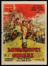 8c589 MORGAN THE PIRATE Yugoslavian 20x28 '61 Morgan il pirate, art of swashbuckler Steve Reeves!