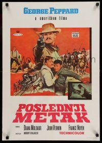 8c596 ONE MORE TRAIN TO ROB Yugoslavian 19x27 '71 great image of George Peppard pointing gun!