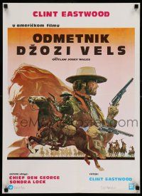 8c598 OUTLAW JOSEY WALES Yugoslavian 20x27 '76 Clint Eastwood is an army of one, cool artwork!