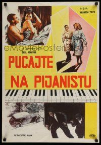8c618 SHOOT THE PIANO PLAYER Yugoslavian 19x28 '62 Truffaut's Tirez sur le pianiste, cool art!