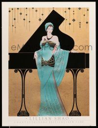 8d152 LILLIAN SHAO 18x24 art print '93 great artwork of woman leaning on piano, Chanteuse!