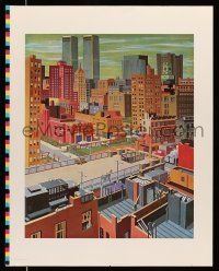 8d156 NEW YORK CITY FROM EAST TO WEST printer's test 23x29 art print '78 Charles Earley, great art!